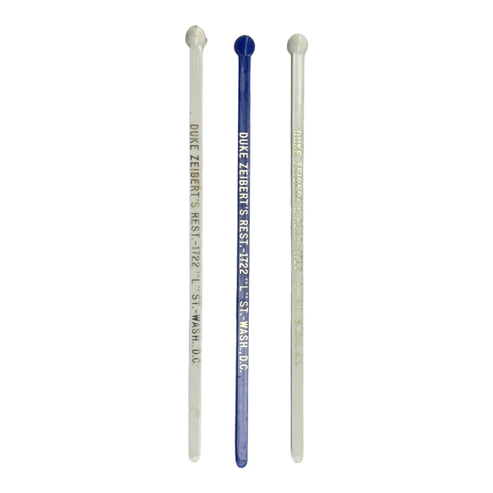 (3) Duke Zeibert's Restaurant Stirrer Swizzle Stick Washington DC Vintage‎